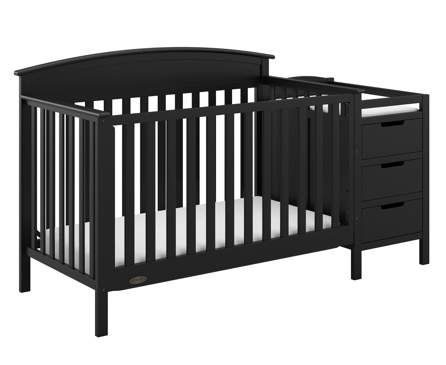 Graco Benton 4-in-1 Convertible Crib and Changer (Black) - GREENGUARD Gold Certified, Crib and Changing -Table Combo, Water-Resi