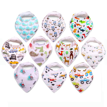 Kiddystar Baby Bibs For Boys & Girls - Organic Cotton Bibs, Bandana Bibs, Drool Bibs, Teething Bibs, Toddler Bibs - Gift (10 Din