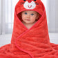 Hi mom Baby Hooded Towel, Red, Cat Design, Soft and Cosy Wrap for Infants