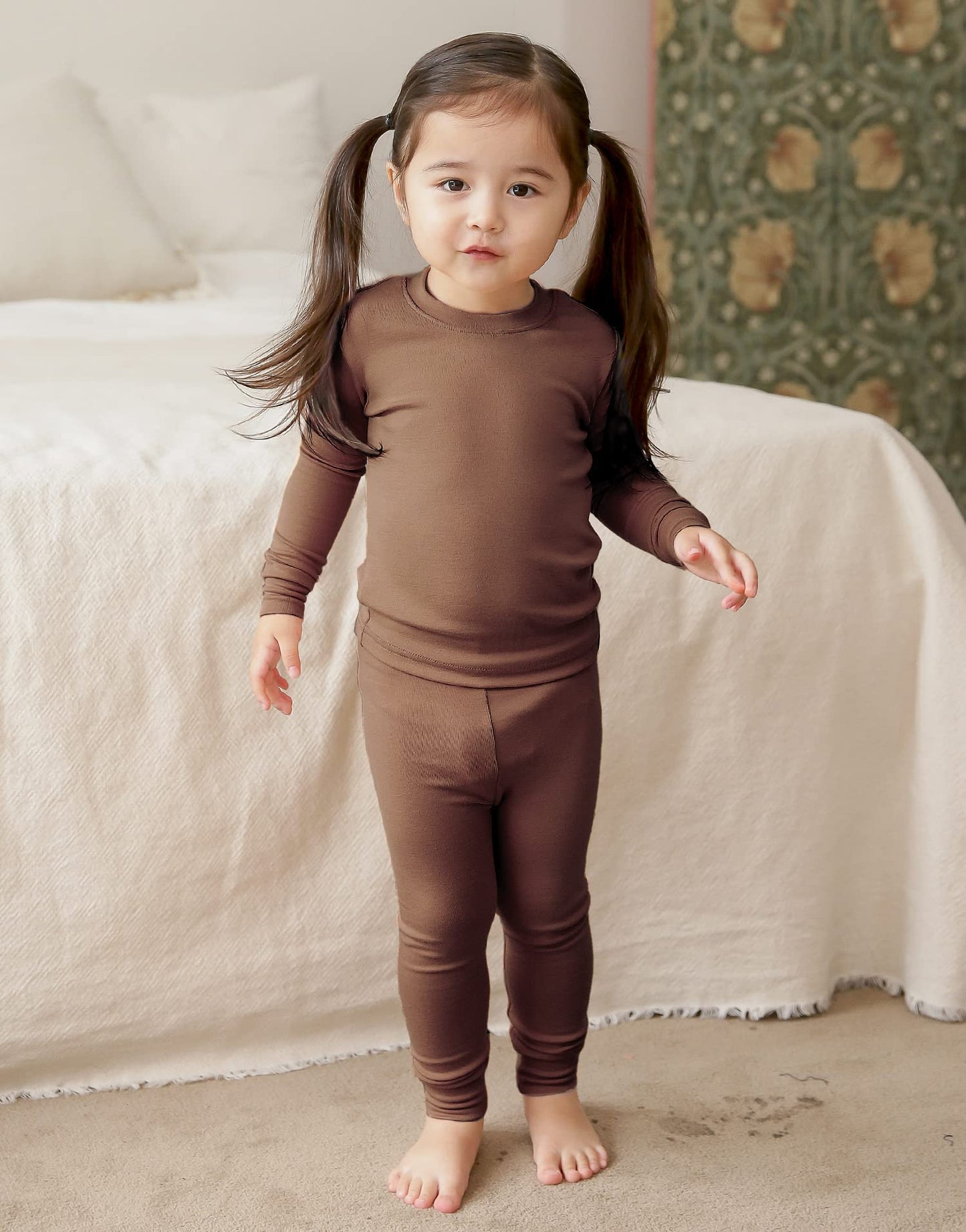 Vaenait Kids Toddler Long Sleeve Sleepwear Pajamas 2Pcs Set Modal Brown 2Xl
