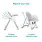 Dream On Me Solid Times High Chair for Babies and Toddlers in Grey, Multiple Recline and Height Positions, Lightweight Portable