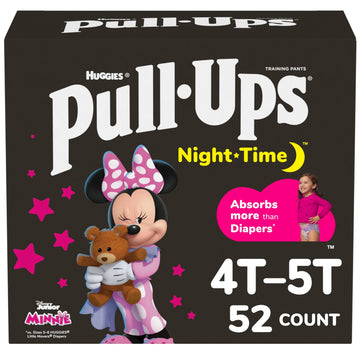 Pull-Ups Girls' Night-Time Potty Training Pants, Size 4T-5T Overnight Training Underwear (38-50 Lbs), 52 Ct