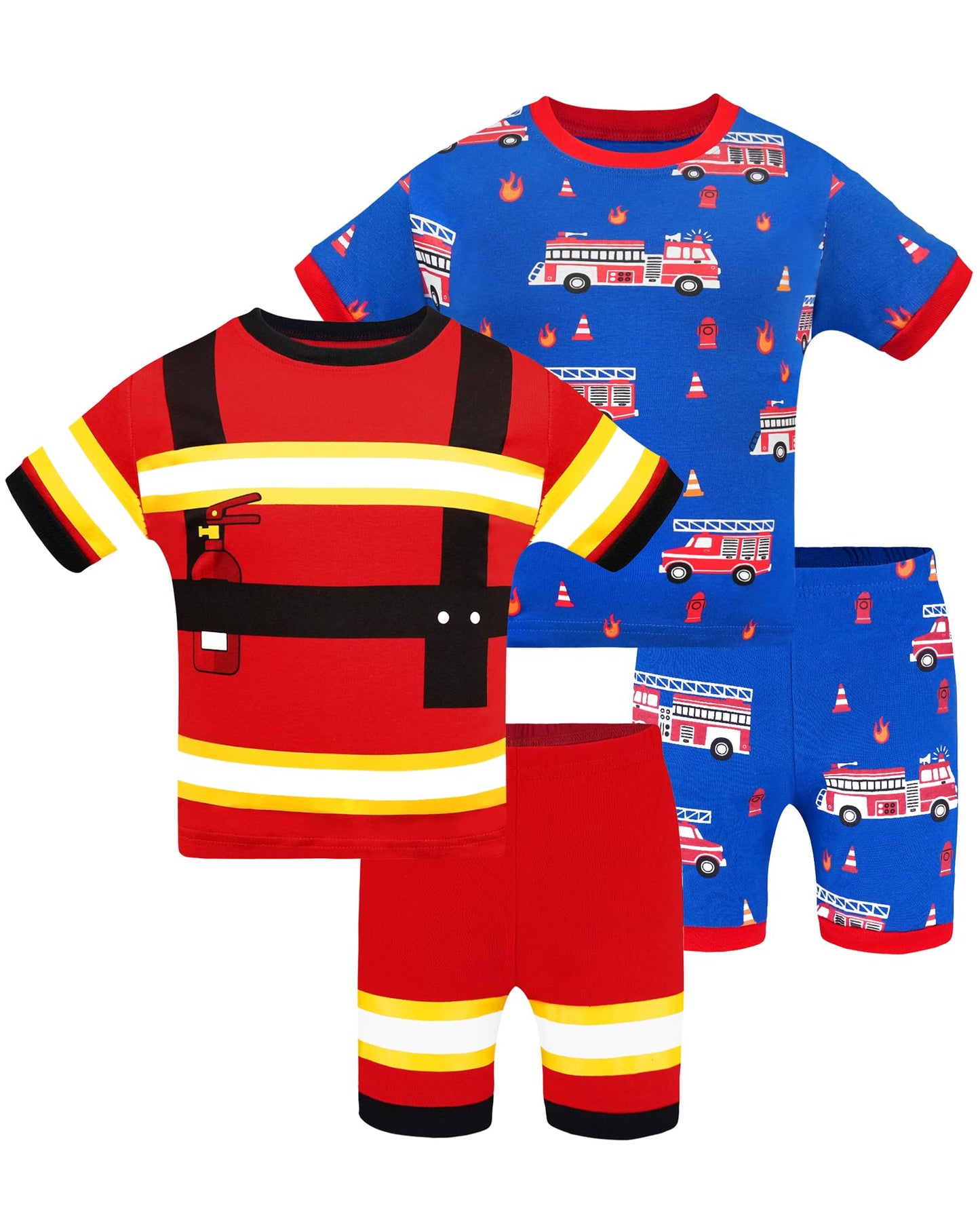 Daughter Queen Boys Pajamas 18-24 Months Summer Pjs Fire Truck Pj Sets Baby Toddler Cotton Short Sleeve Jammies Fire Engine Slee