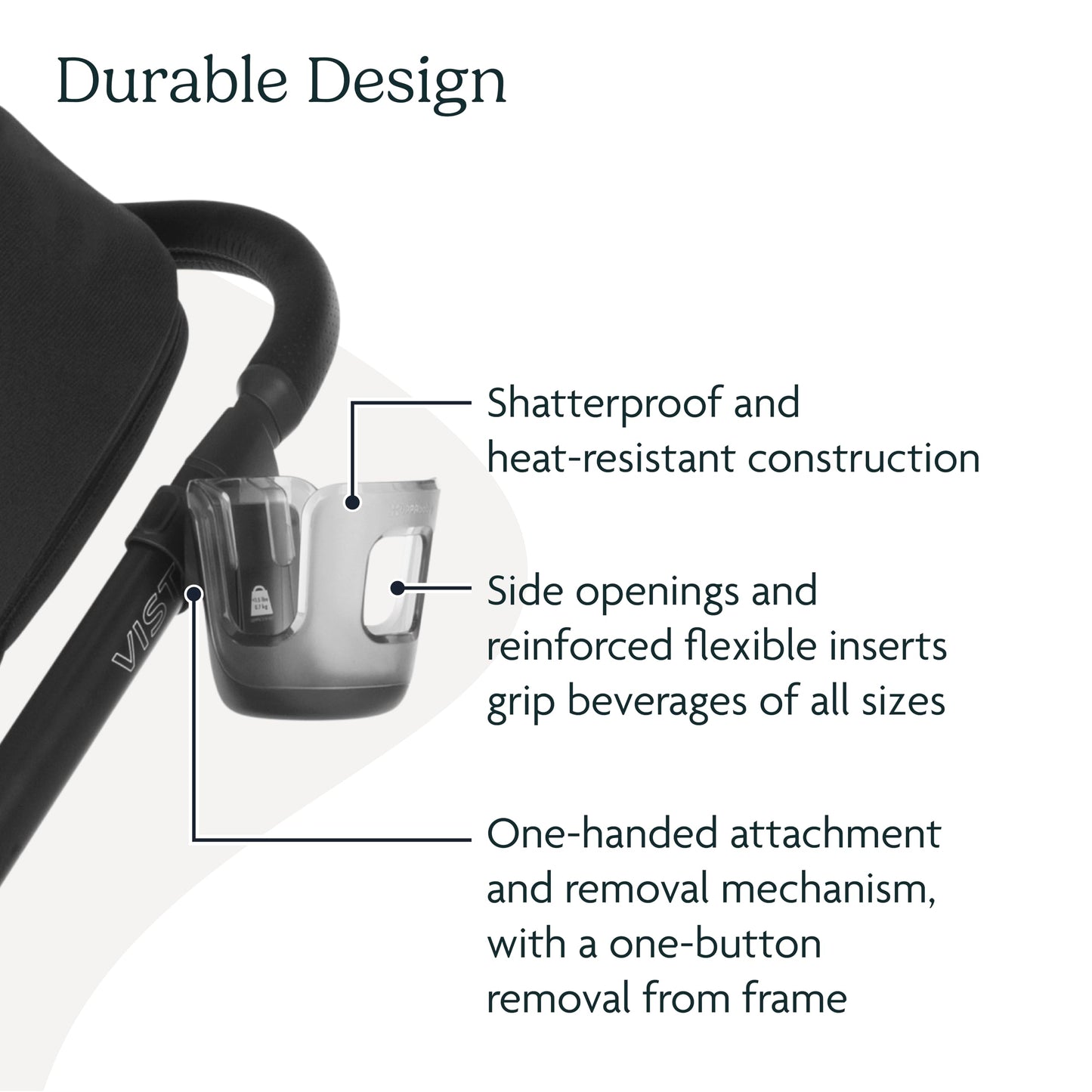 Uppababy Cup Holder For Vista, Cruz, Minu Strollers - Quick, Intuitive Attachment + Removal - Securely Holds Various Size Bevera