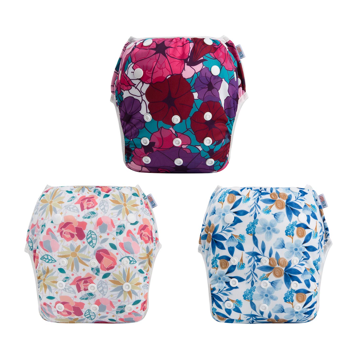 Alvababy Swim Diapers 3Pcs Reusable & Adjustable 0-2 Years Baby Girl 3Swy03