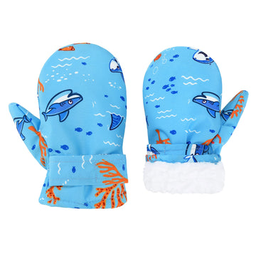 American Trends Baby Mittens Winter Toddler Gloves For Boy Girl Waterproof Ski Mittens Warm Fleece Toddler Mittens Orange Coral