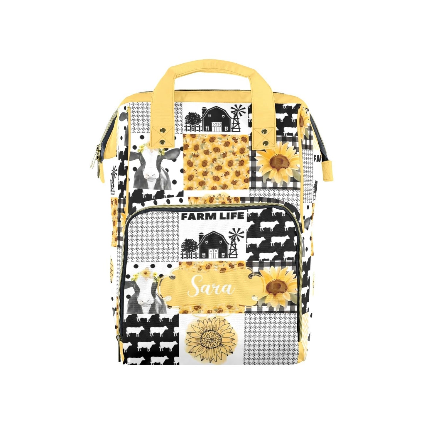 Noverbibi Custom Diaper Bag for Baby Customized Sunflower Cow Baby Bag Personalized Nursing Bags with Name Custom Name Mommy Day