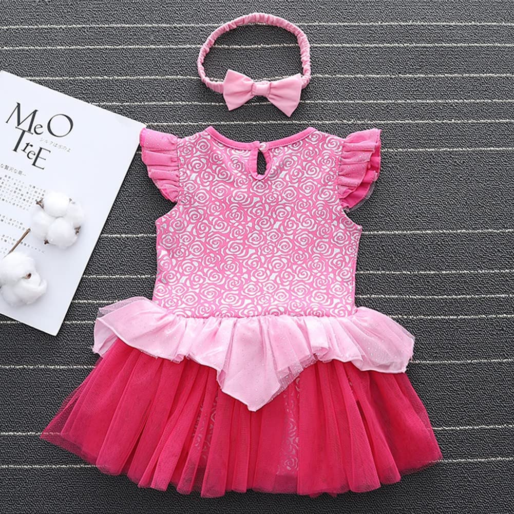 Myrisam Baby Girls Aurora Princess Birthday Romper Tutu Dress Sleeping The Beauty Halloween Costumes W/Headband