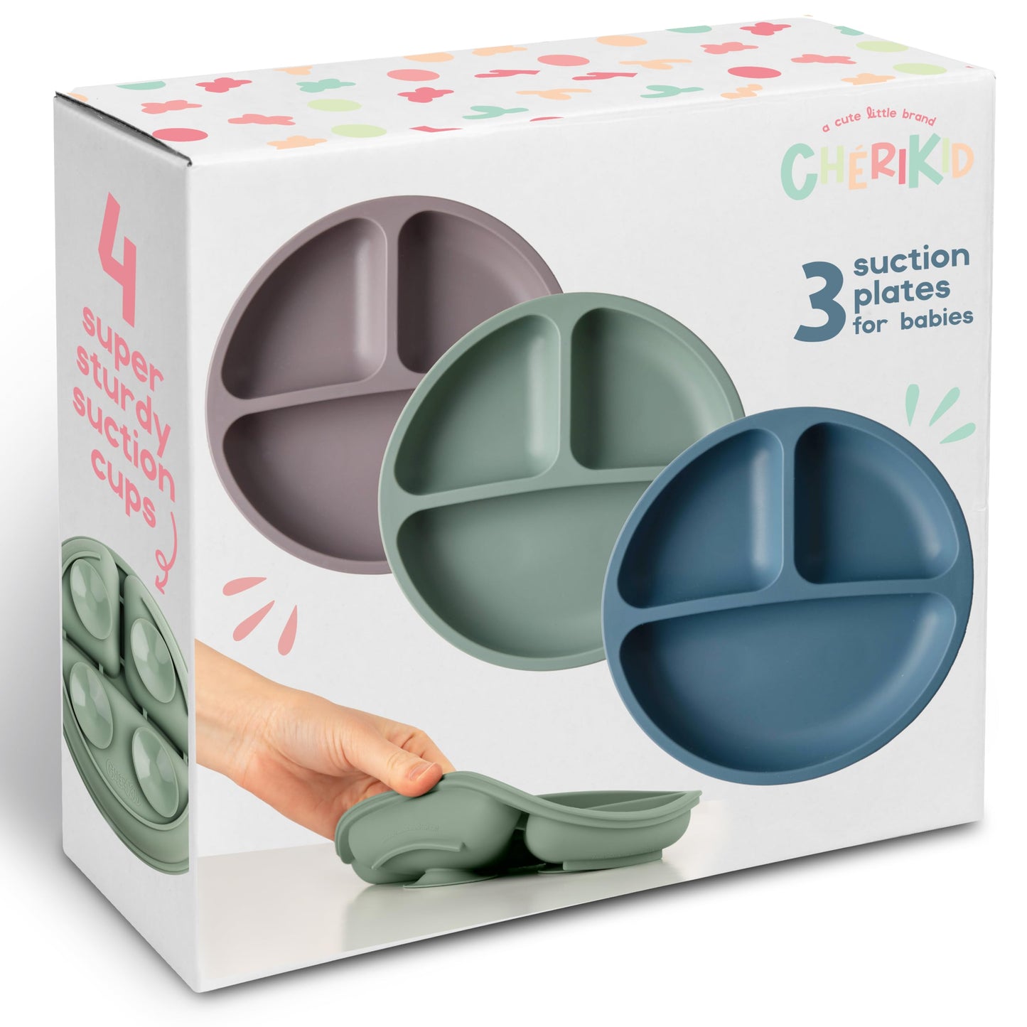 Ch  Rikid Suction Plates For Baby, Toddlers - Features Super Strong Quadruple Suction - 100% Food Grade Silicone Toddler Plates