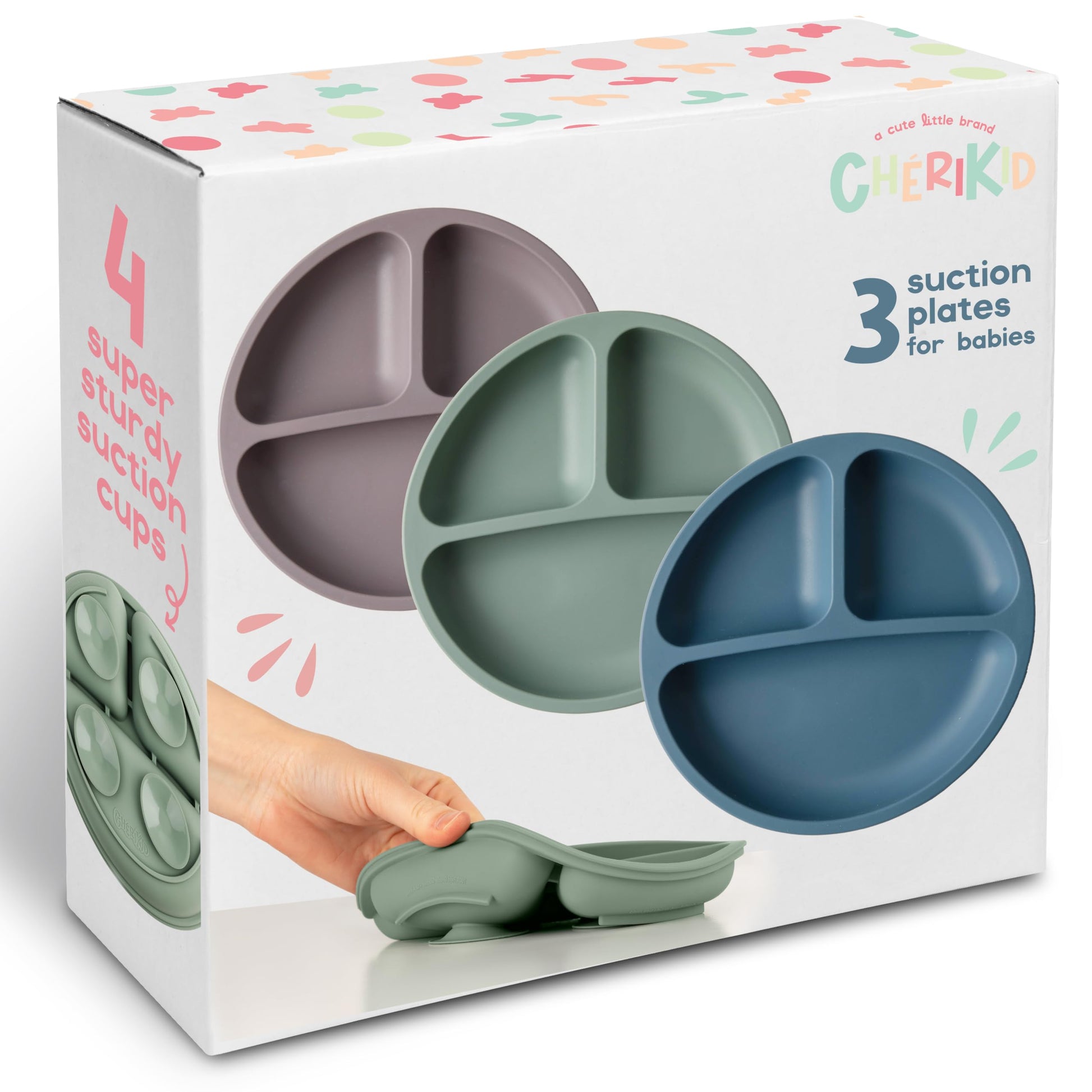 Ch  Rikid Suction Plates For Baby, Toddlers - Features Super Strong Quadruple Suction - 100% Food Grade Silicone Toddler Plates