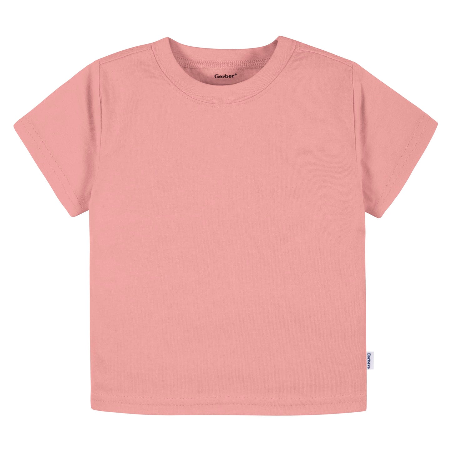 Gerber Baby Toddler 5-Pack Solid Short Sleeve T-Shirts Jersey 160 Gsm, Mauve Pink, 2T