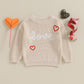 Baby Girl Cute Long Sleeve Crew Neck Love Embroidery Sweater Toddler Valentine Day Outfits (Khaki Love, 12-18 Months)