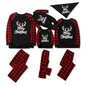 Iffei Matching Family Pajamas Sets Christmas Pj 'S With Letter And Plaid Printed Long Sleeve Tee And Bottom Loungewear 9-12M Bla