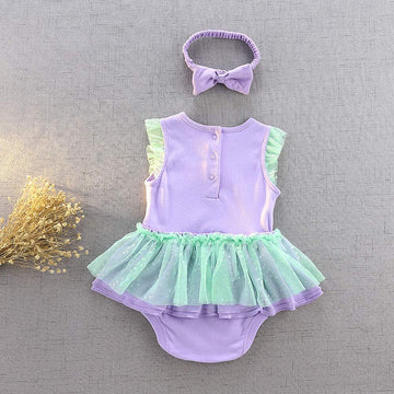 Dressy Daisy Baby Girls Princess Mermaid Dress Onesie Bodysuit Romper Halloween Costume With Headband Size 3-6 Months Purple 214