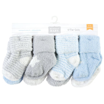 Hudson Baby Unisex Baby Cotton Rich Newborn And Terry Socks, Blue Star, 0-6 Months