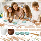Tiangrid 14pcs Sensory Bin Tool Sensory Tools for Boys and Girls Fine Motor Skill Toys Wooden Tong Spoons Bowls Plate Hammer Mag