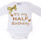 Kirei Sui Baby Gold Sparkle Half Birthday Bodysuit Medium White