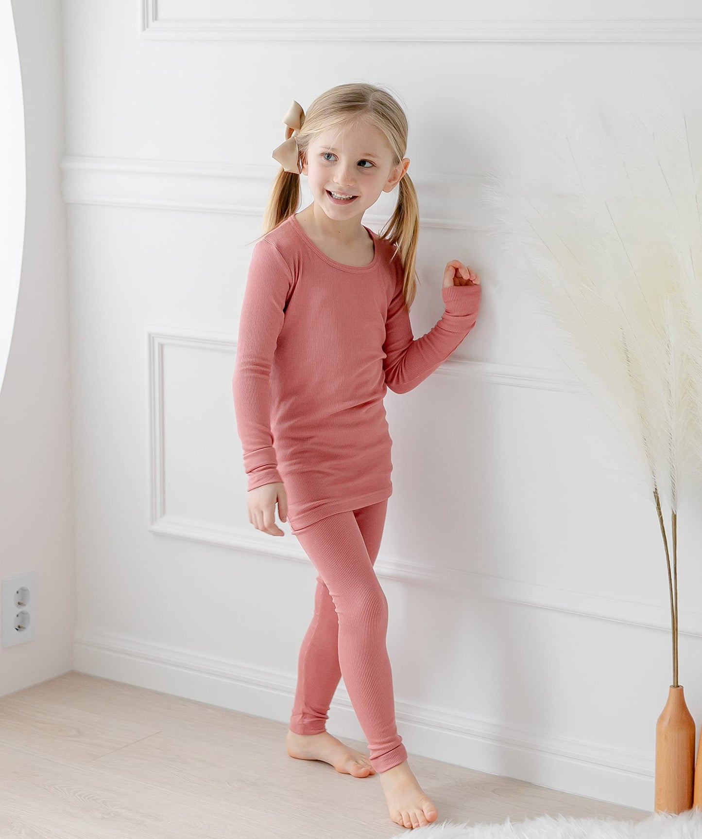 Avauma Baby Boys Girls Pajama Set Kids Toddler Snug Fit Ribbed Sleepwear Pjs For Daily Life Style (S/Indi Pink(L))