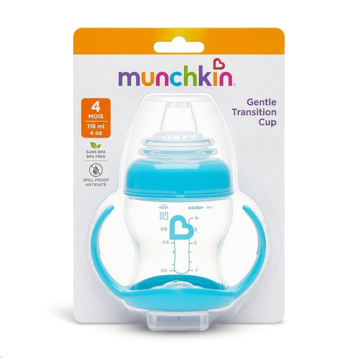 Munchkin Gentle Transition Cup, 118 ml, Sippy Cup, BPA Free, Blue, 4+Months