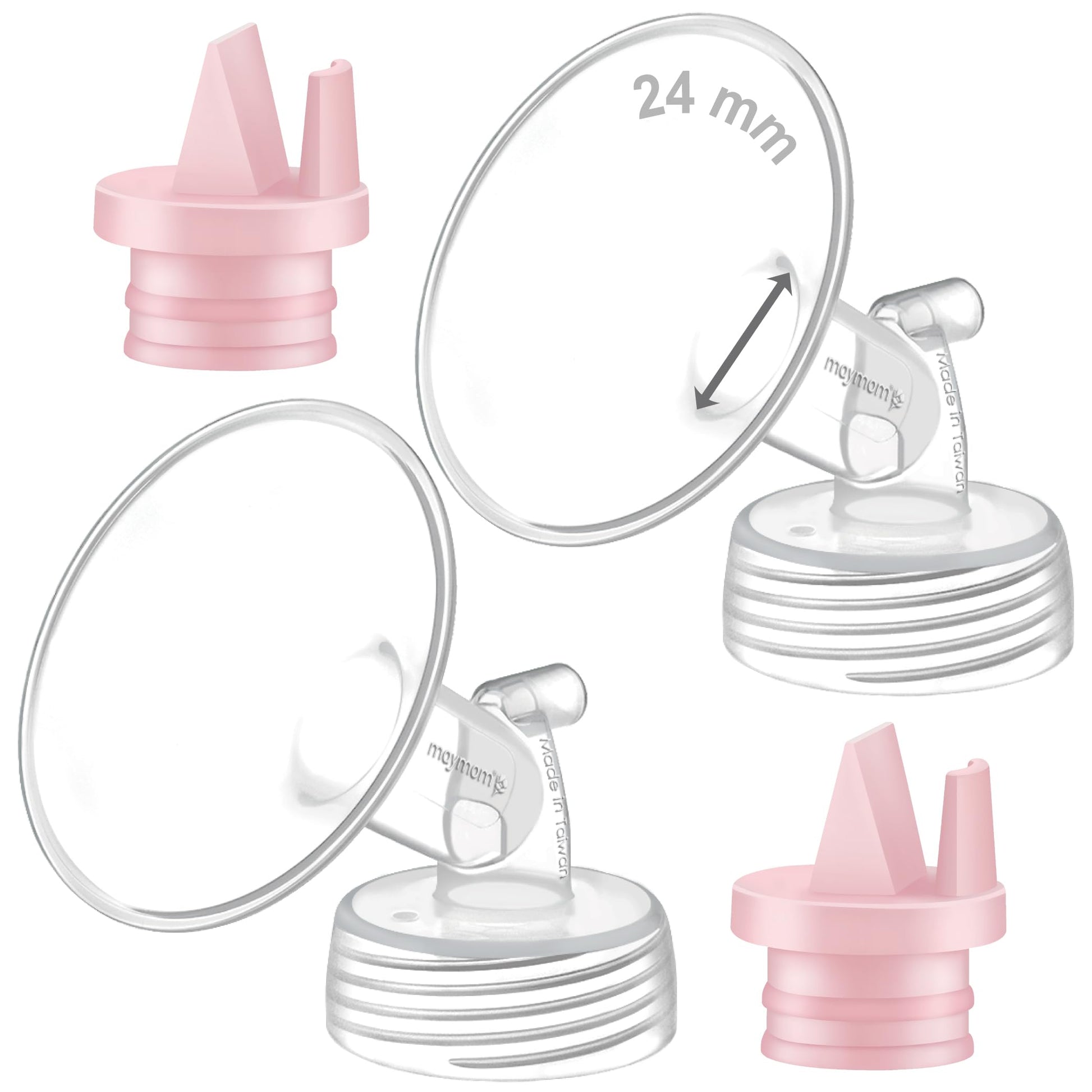 Maymom Pump Part Compatible With Spectra/Ameda Luna Pumps, Syngery Gold; Incl Wide Mouth Flange 24 Mm 2Nd Gen. Pink Valve; Not O
