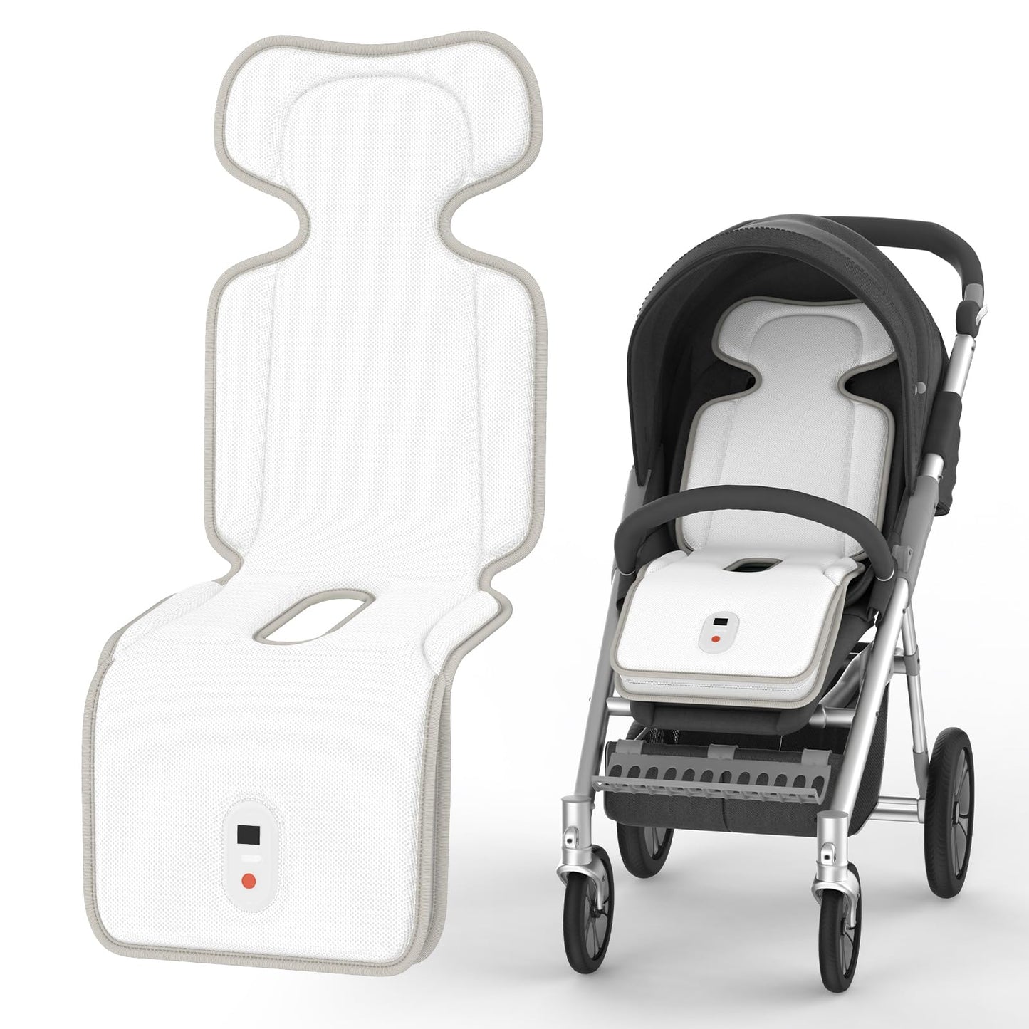 Bellas Friends Baby Stroller Cooling Pad with 2 Built-in Blower Up to 10H MAX 10000 mAh Rechargeable 3 Speed Adjustable Car Sea