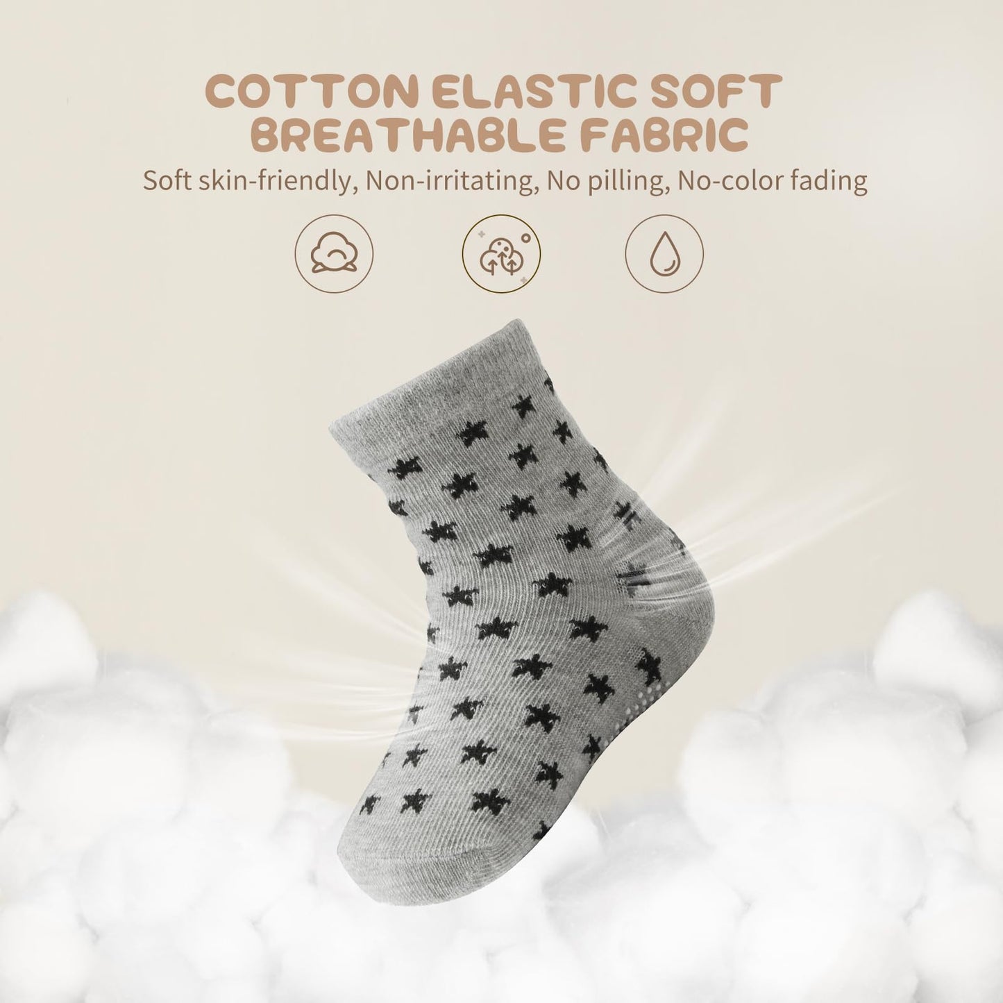 Aroveea Non Slip Grip Ankle Baby Socks 1-3 Years Old For Toddler Boys And Girls Kids Socks 12 Pack,Infant Cute Cotton Baby Socks
