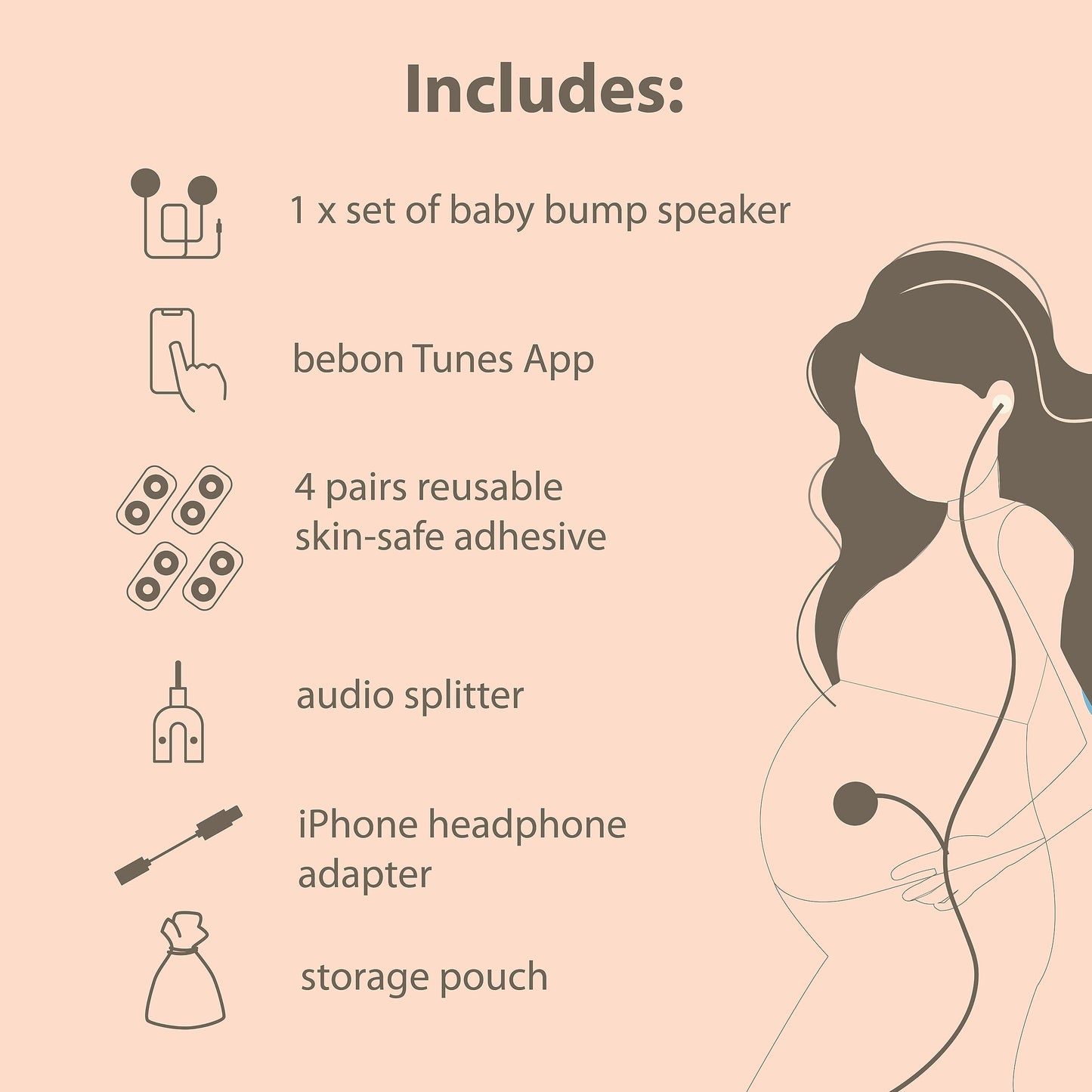 Baby Bump Headphones Marvelous Edition, Plays And Shares Music, Sound And Voices To The Womb, Prenatal Speaker, Including Bebon