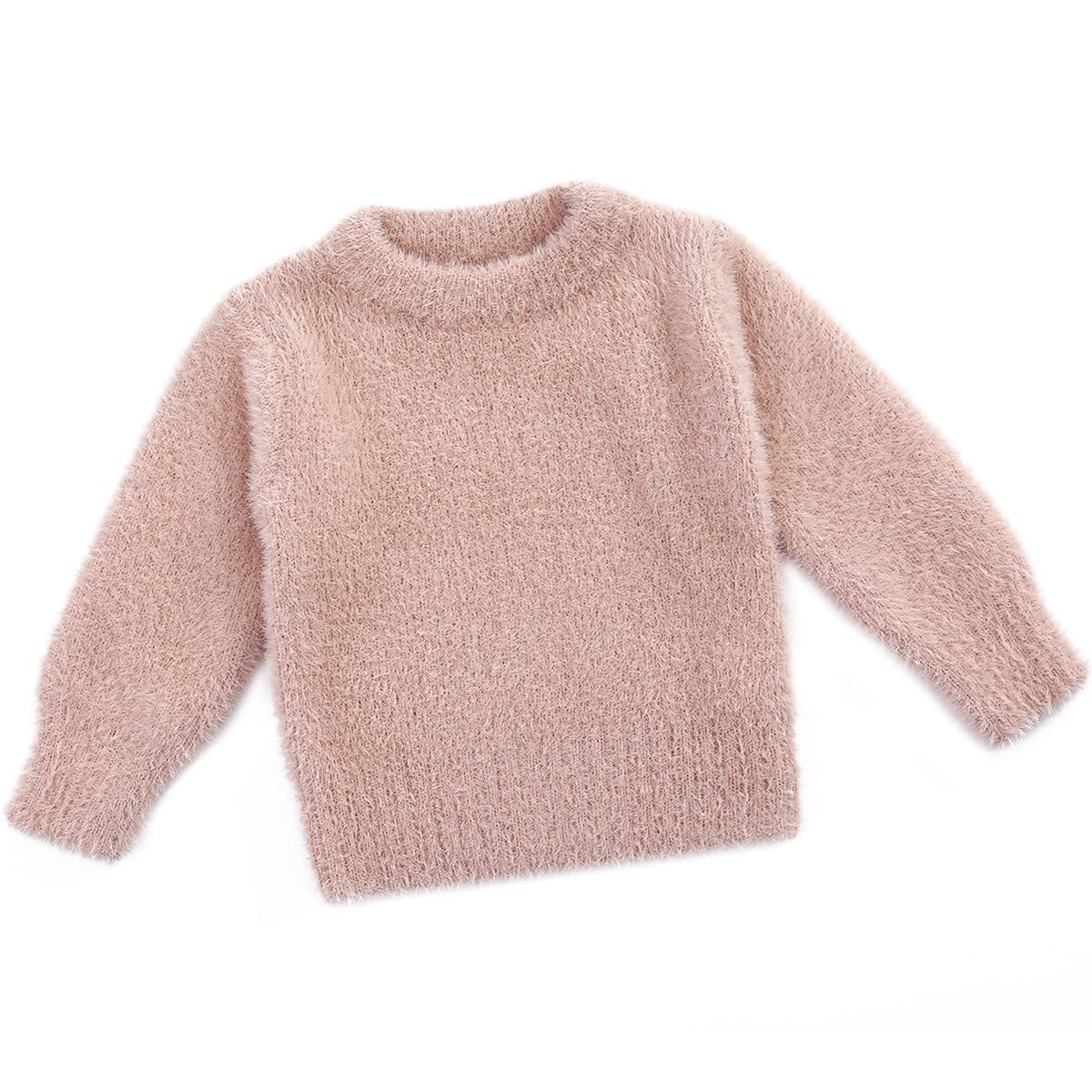 Curipeer Baby Sweater Solid Thick Basis Pullover Sweater Turtleneck Longsleeve Fall Clothes For Baby Girl And Boy Pink 3-4 T