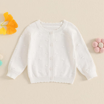 Infant Baby Girl Cardigan Sweater Long Sleeve Button Up Knit Sweatshirt Jacket Toddler Baby Girl Fall Outfits (White, 2-3 Years)