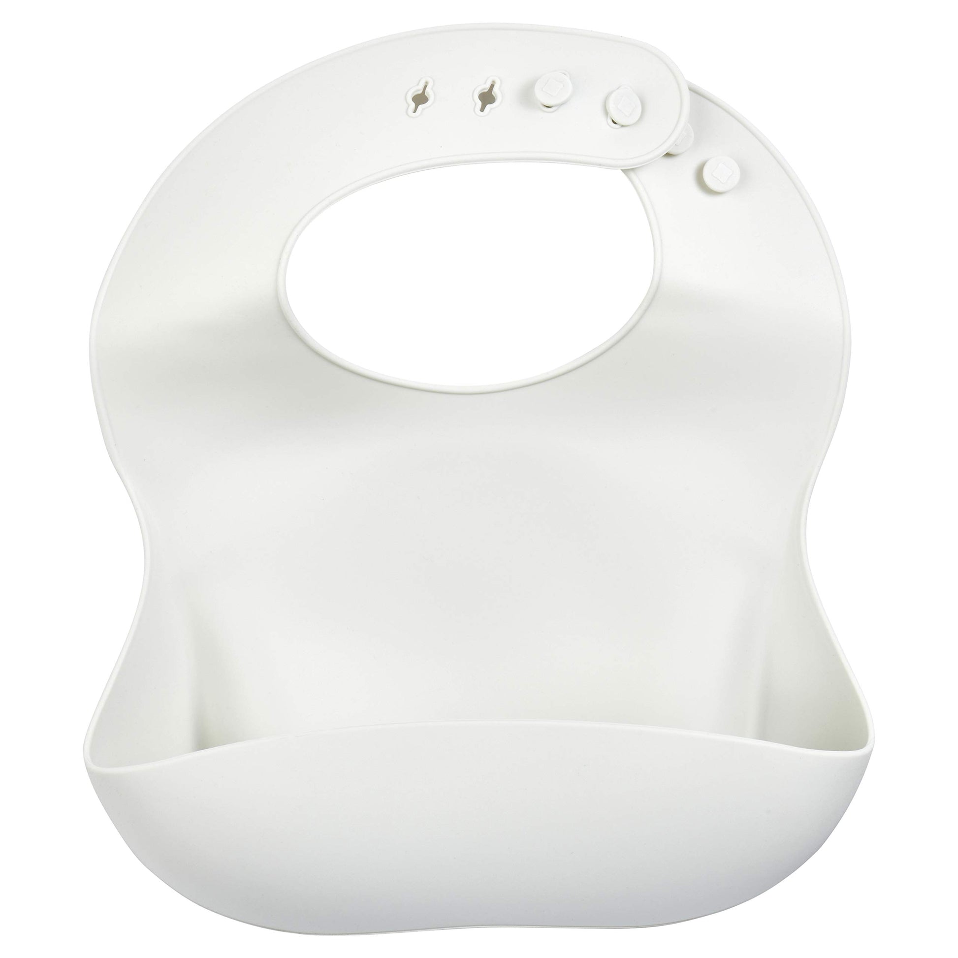Three Little Tots Modern Silicone Baby Bib - Adjustable Fit Waterproof Catch Bibs ((Cloud)