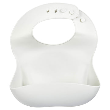 Three Little Tots Modern Silicone Baby Bib - Adjustable Fit Waterproof Catch Bibs ((Cloud)