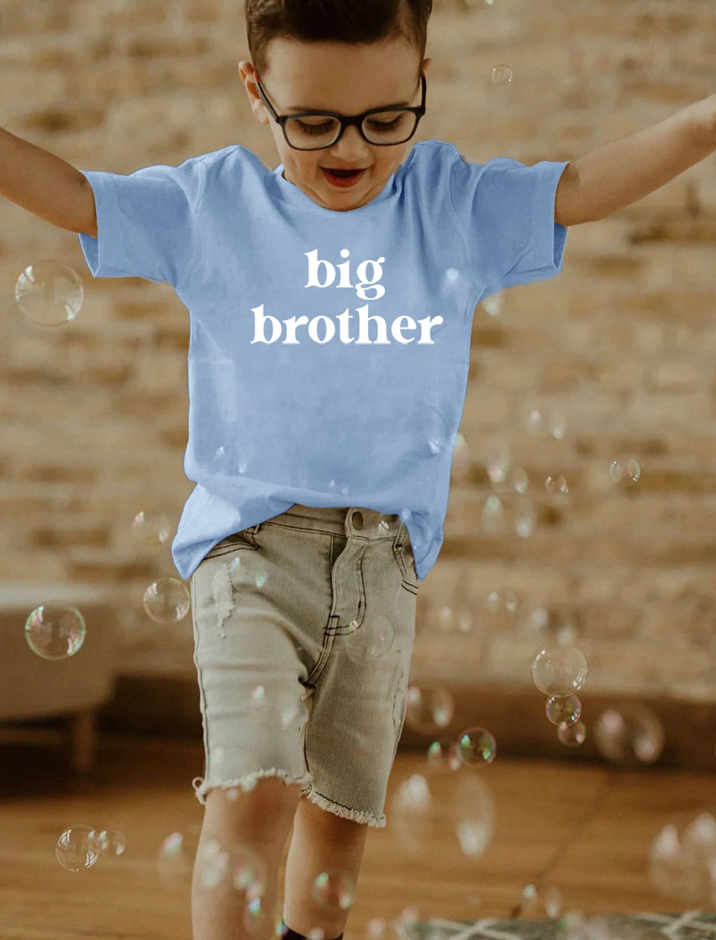 Sanixjoo Big Brother Shirt Toddler Baby Boys Promoted To Big Brother T-Shirt Announcement Short Sleeve Sibling Outfit(Blue,5-6Ye