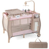 HONEY JOY Pack and Play, 3 in 1 Portable Baby Playard with Bassinet, Changing Table, Lockable Wheels, Music Box, Foldable Travel