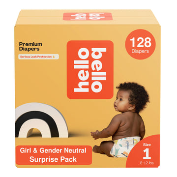 Hello Bello Premium Diapers, Size 1 (8-12 Lbs) Surprise Pack For Girls - 128 Count, Hypoallergenic With Soft, Cloth-Like Feel -