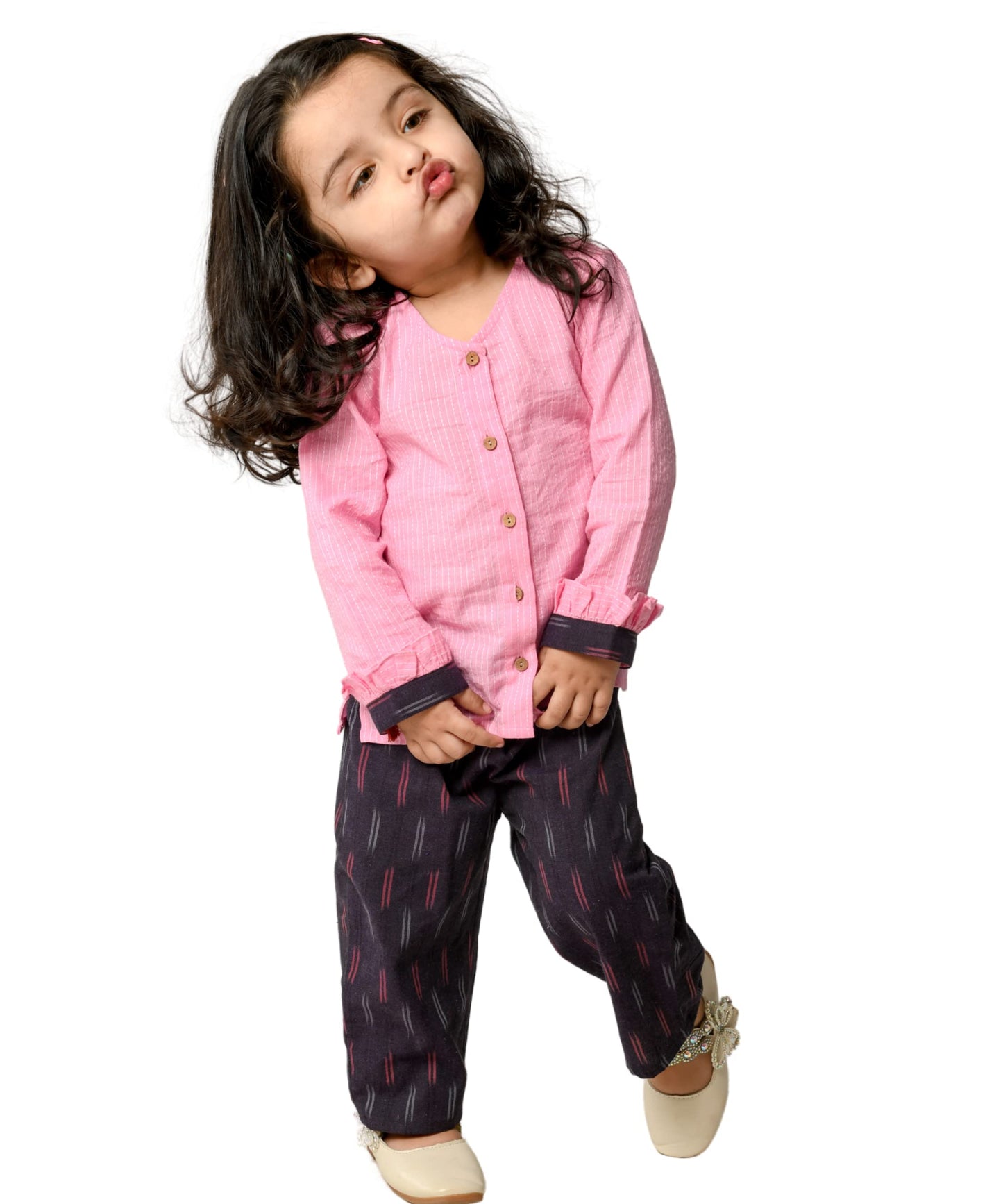 Tiny Bunnies Baby Girls Cotton Clothes Top Pant Set 12 Year Pink Purple Kids Wear Kurta Pajama Full Sleeve Children Birthday Ou