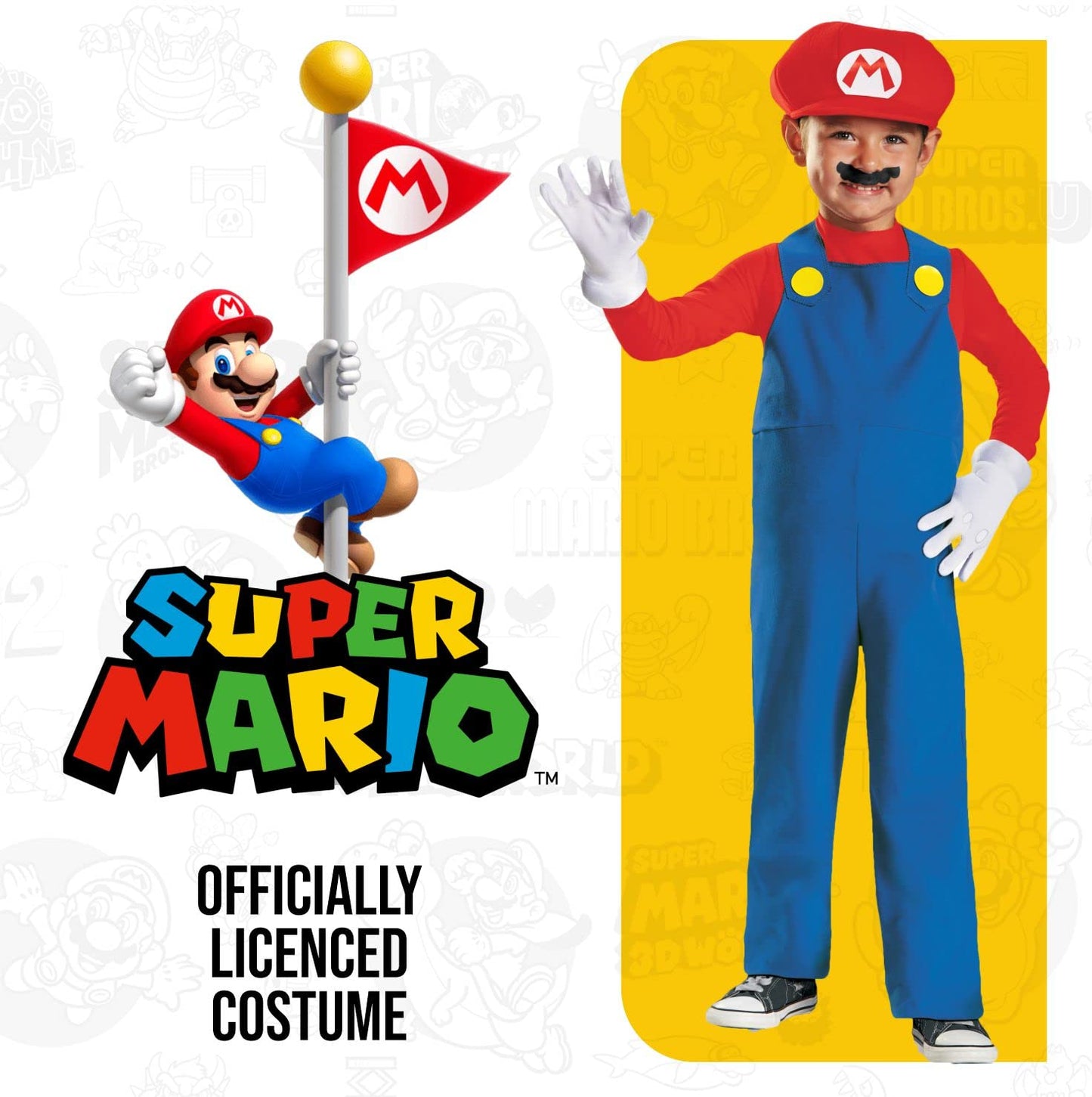 Nintendo Super Mario Brothers Mario Boys Toddler Costume, Medium/3T-4T