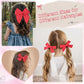 Deeka 4 Pcs Red Cotton Linen Hair Bows 3 Styles 5' & 4' Handmade Hair Bow Set For Toddler Girls Alligator Hair Clips Knot Bows