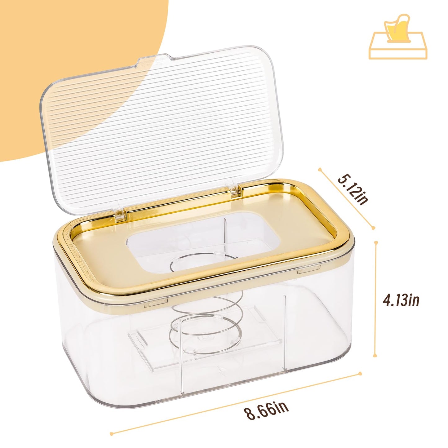 Flenpptly Baby Wipes Dispenser, Wipe Holder Wipes Container Large Capacity Keep Wipes Fresh & Easy To Open (Gold)