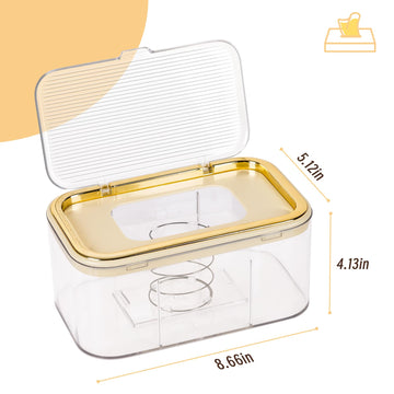 Flenpptly Baby Wipes Dispenser, Wipe Holder Wipes Container Large Capacity Keep Wipes Fresh & Easy To Open (Gold)
