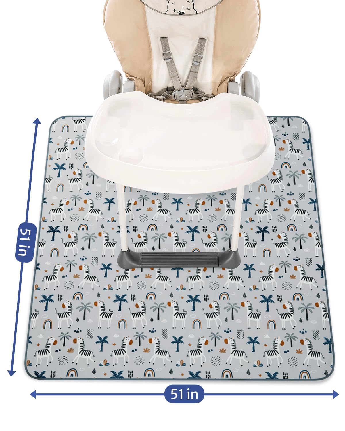 Blissful Diary Baby Splat Mat For Under High Chair, 51 X 51 Inch Splash Mat, Waterproof And Washable Spill Mat, Anti-Slip Floor