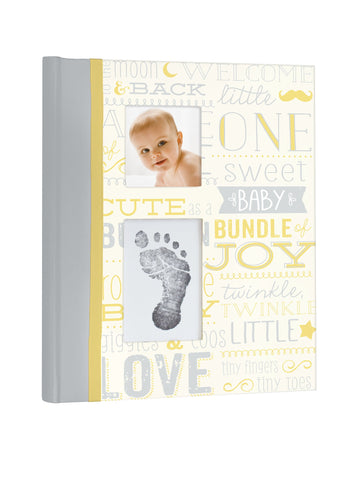 Little Blossoms Vintage Five Year Memory Book With Ink Pad, Babyprints Handprint And Footprint Making Kit, Newborn Milestone Jou