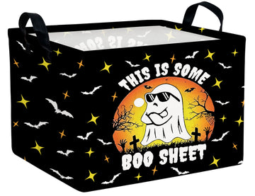 BOOHIT Large Halloween Themed Candy Gift Boo Basket for Kids Baby Personalized Adults Storage Bin Fall Decor(Sunglasses Spooky)
