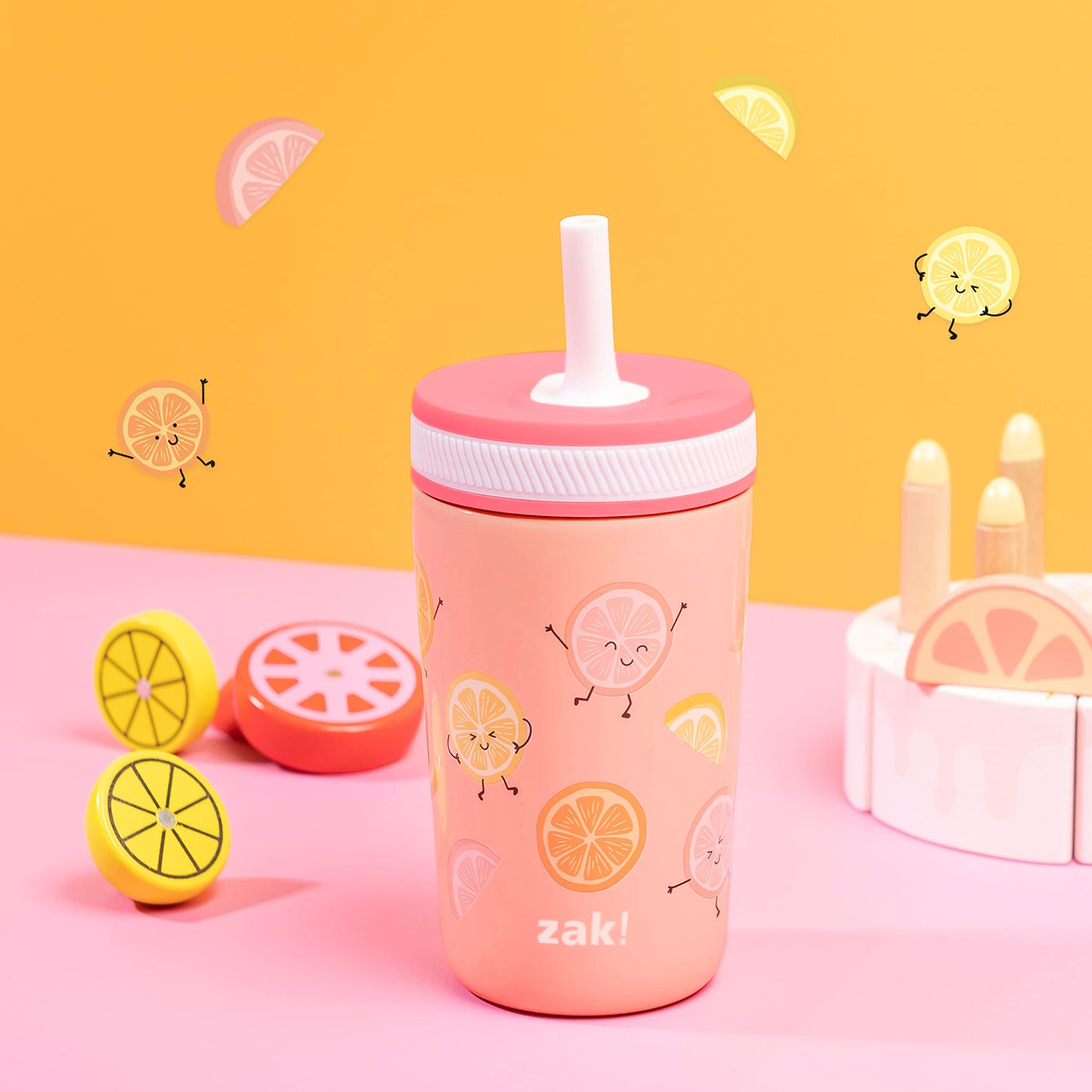 Zak Designs Kelso Tumbler Toddler Cup For Travel Or At Home, 12Oz Vacuum Insulated Stainless Steel Sippy Cup With Leak-Proof Des