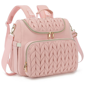 Bevkois Small Diaper Bag Backpack Quilted Mini Baby Crossbody Diaper Bag Tote for Mom and Baby Girls Boys (Pink)