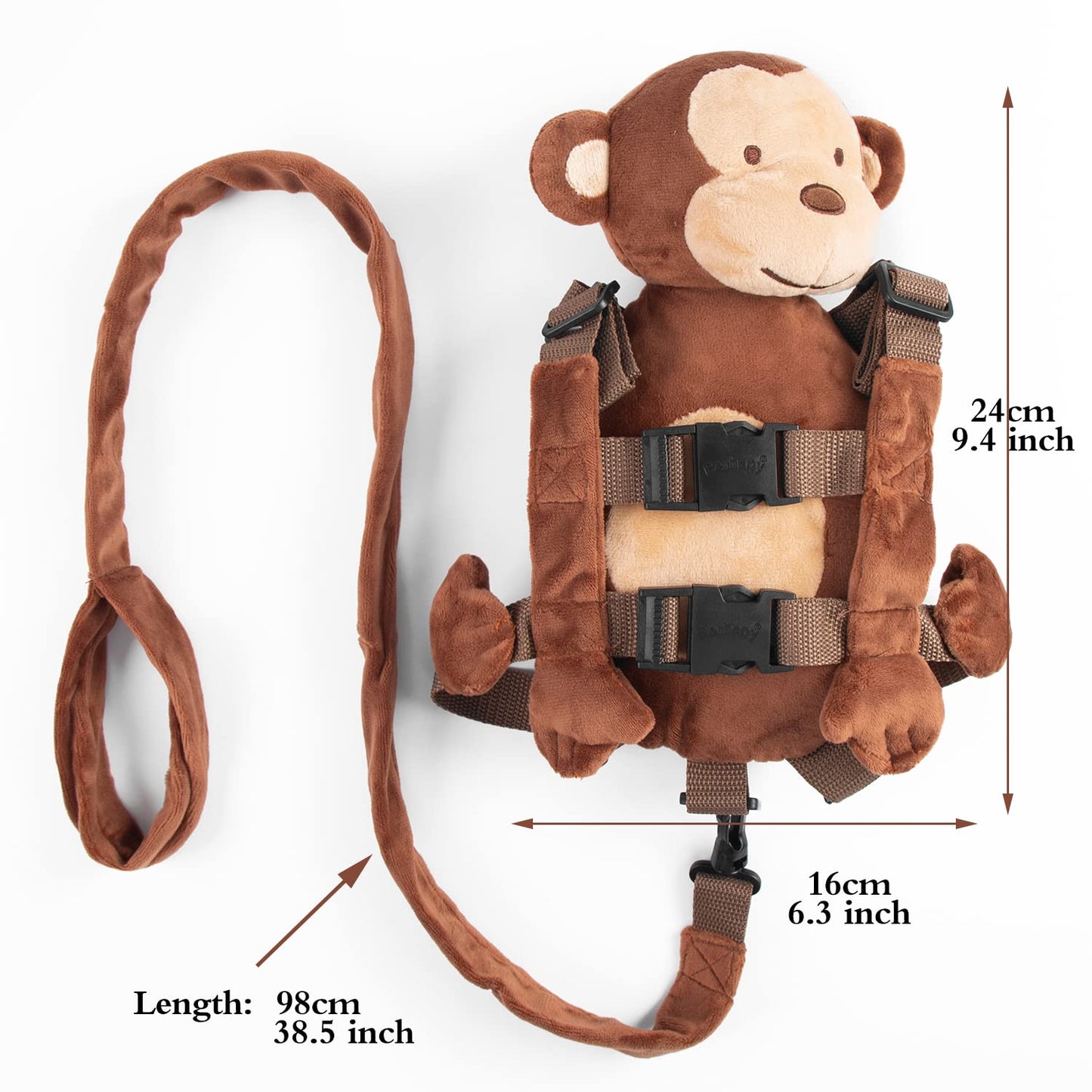 Berhapy 2 in 1 New Monkey Toddler Safety Harness Backpack Childrens Walking Leash Strap(Brown)