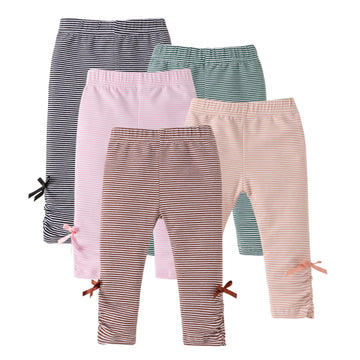 Unikaka Unisex Baby Newborn Stripe 0-48 Months 5-Pack Pants Leggings In Pink Brown Black Green And Khaki,3-4 Years