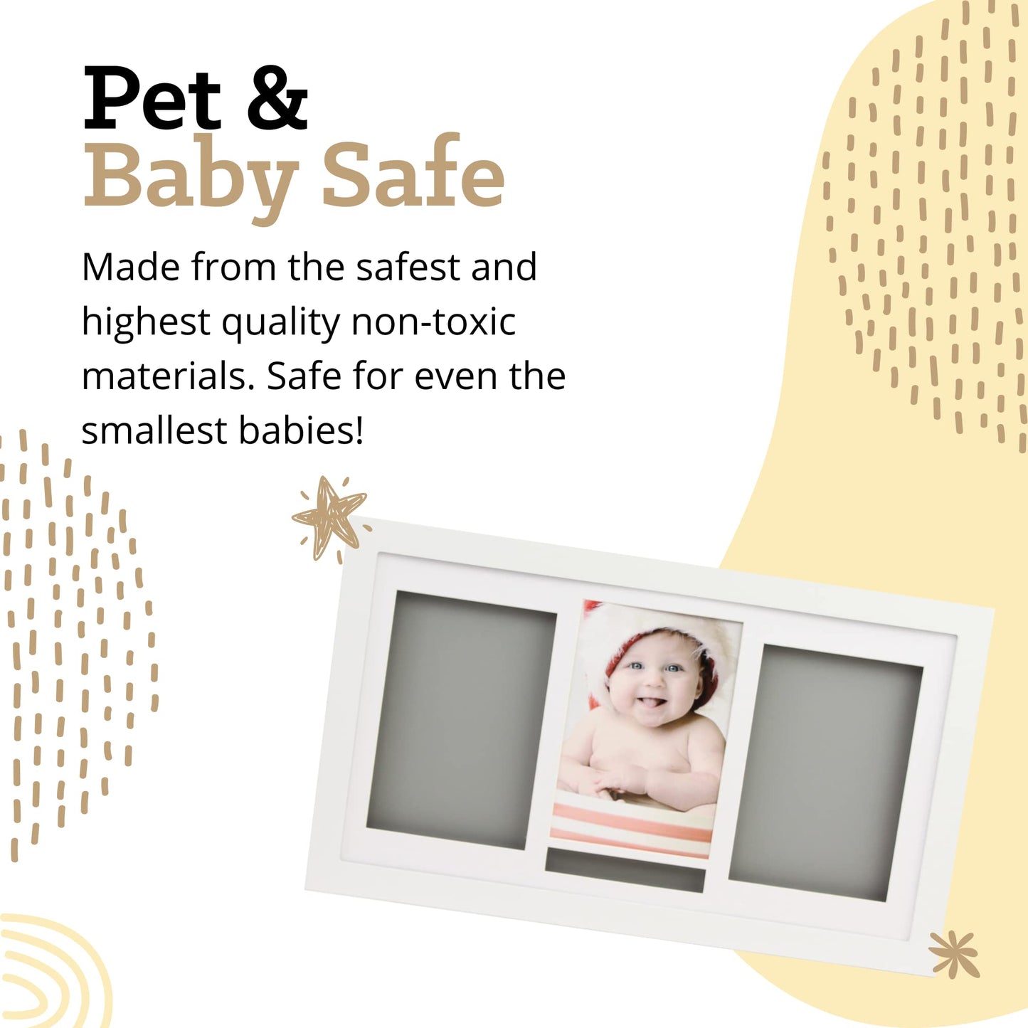 Plushible Baby Hand and Footprint Kit, White Frame with 2 Prints - Baby Picture Frame & Registry Keepsake, Personalized Casting