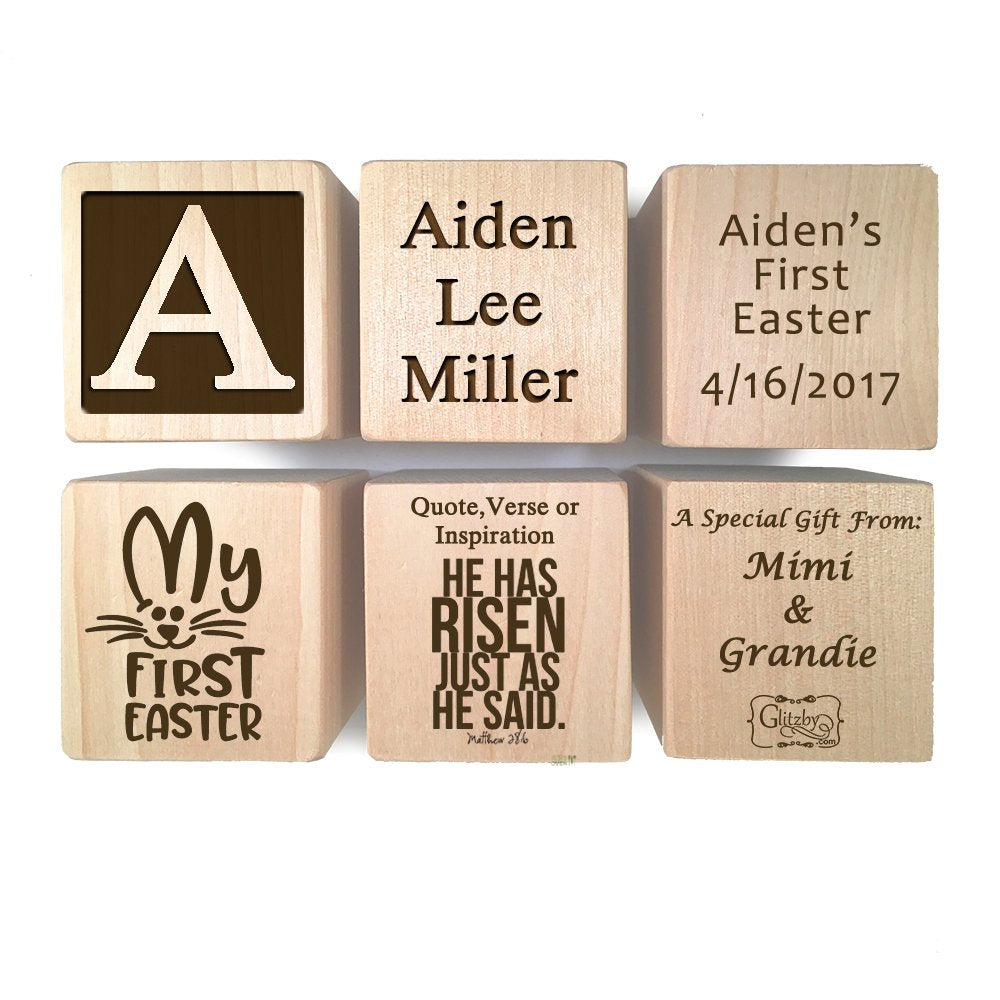 Baby'S First Easter Gift 2024 - Personalized Block Easter Gift Custom Engraved Wooden Baby Block For Boy And Girl Choose Image E