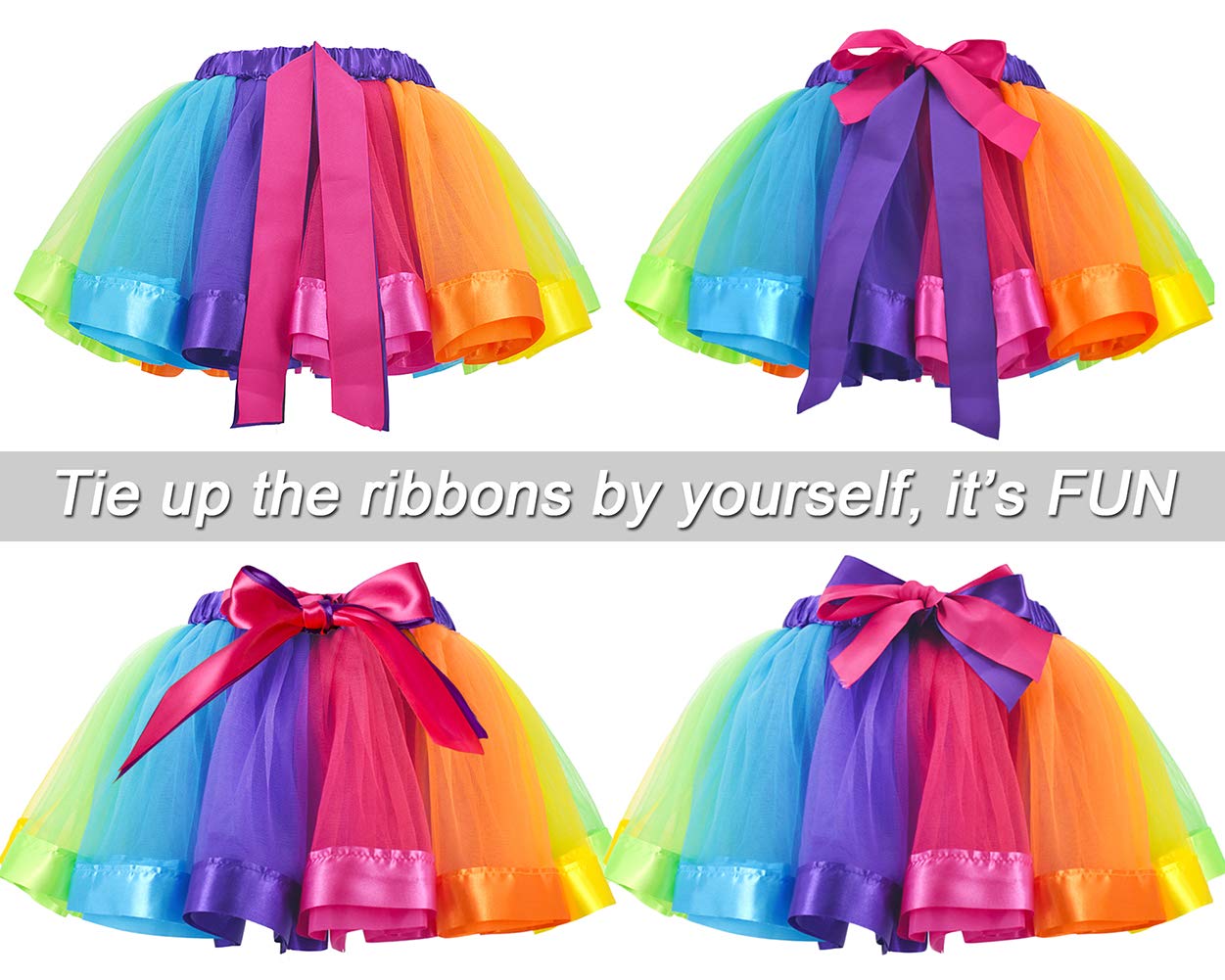 Jiaduo Girls Unicorn Costume Rainbow Tutu With White Shirt, Headband & Satin Sash Rainbow Large/5-7X