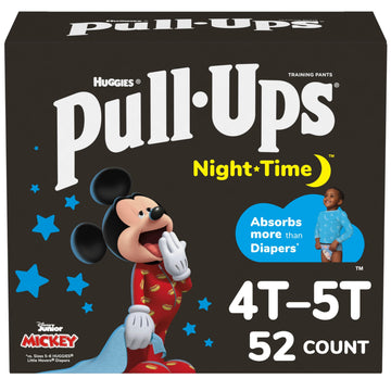 Pull-Ups Boys' Night-Time Potty Training Pants, Size 4T-5T Overnight Training Underwear (38-50 Lbs), 52 Ct